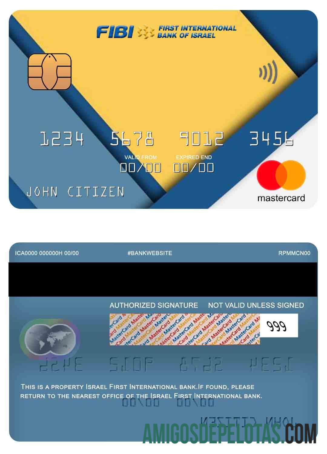 Israel Primeiro Banco Internacional Mastercard exemplo real